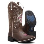 Bota Texana Feminina Bordado 905 Rosa Crazy Horse Café