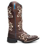 Bota Texana Feminina Bordado 910 Azul/Crazy Horse café