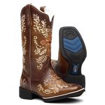 Bota Texana Feminina Bordado 914 Fóssil/Castanho