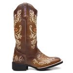 Bota Texana Feminina Bordado 914 Fóssil/Castanho