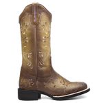 Bota Texana Feminina Bordado A902 Fóssil/Mostarda