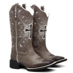 Bota Texana Feminina Bordado A905 Fóssil/Grafite