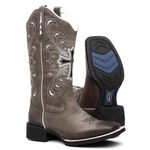 Bota Texana Feminina Bordado A905 Fóssil/Grafite