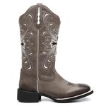 Bota Texana Feminina Bordado A905 Fóssil/Grafite