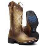 Bota Texana Feminina Bordado A905 Fóssil/Mostarda
