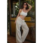 CALÇA PANTALONA LINHO AGATHA BAUNILHA