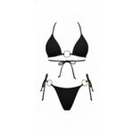 BIQUINI CONJUNTO TROPICAL PRETO