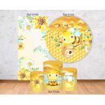 Kit Painel Abelhinha Cute 1,5 + Trio Cilindros + 01 Lateral Tecido para festa