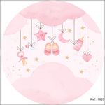 Painel Chá de Bebê Menina Em Tecido 1,50x1,50 c/elástico