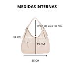 Bolsa Dupla em Couro Legítimo - Modelo Hobo - Marfim