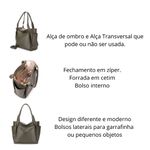 Maxi Bolsa Feminina em Couro Legítimo de Ombro e Transversal com 2 bolsos - Verde