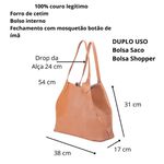 Bolsa 2 Em 1 Feminina Shopper Saco Sacola Em Couro Legítimo - Caramelo