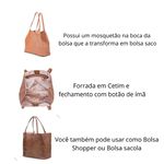 Bolsa 2 Em 1 Feminina Shopper Saco Sacola Em Couro Legítimo - Caramelo