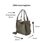 Maxi Bolsa Feminina em Couro Legítimo de Ombro e Transversal com 2 bolsos - Verde