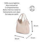 Bolsa Dupla em Couro Legítimo - Modelo Hobo - Marfim