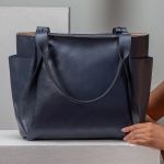 Maxi Bolsa Feminina em Couro Legítimo de Ombro e Transversal com 2 bolsos - Azul 