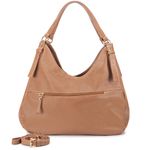 Bolsa Dupla em Couro Legítimo - Modelo Hobo - Caramelo