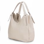 Bolsa Dupla em Couro Legítimo - Modelo Hobo - Marfim