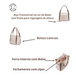 Maxi Bolsa Feminina em Couro Legítimo de Ombro e Transversal com 2 bolsos - Off white e Caramelo