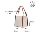 Maxi Bolsa Feminina em Couro Legítimo de Ombro e Transversal com 2 bolsos - Off white e Caramelo