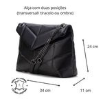 Bolsa Feminina Couro Legítimo Matelassê Alça Corrente Preta