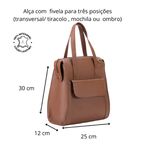 Bolsa Transversal Mochila Feminina Couro Legítimo Caramelo