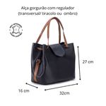 Bolsa Bucket Feminina Couro Legítimo Transversal Preta