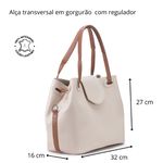 Bolsa Bucket Feminina Couro Legítimo Transversal Off White