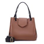 Bolsa Bucket Feminina Couro Legítimo Transversal Caramelo