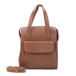 Bolsa Transversal Mochila Feminina Couro Legítimo Caramelo