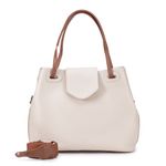 Bolsa Bucket Feminina Couro Legítimo Transversal Off White