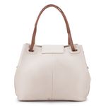 Bolsa Bucket Feminina Couro Legítimo Transversal Off White