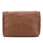 Bolsa Feminina Couro Legítimo Matelassê Alça Corrente Caramelo