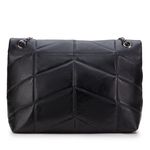 Bolsa Feminina Couro Legítimo Matelassê Alça Corrente Preta