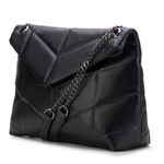 Bolsa Feminina Couro Legítimo Matelassê Alça Corrente Preta