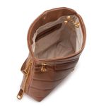 Bolsa Feminina Couro Legítimo Matelassê Alça Corrente Caramelo