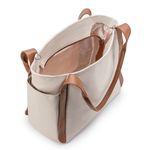 Maxi Bolsa Feminina em Couro Legítimo de Ombro e Transversal com 2 bolsos - Off white e Caramelo
