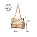 Bolsa Transversal Feminina Matelassê em Couro Alça de corrente Dourada - Ouro Light