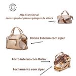 Bolsa Mille Transversal em Couro - Ouro Light