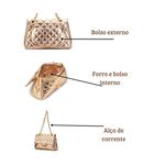 Bolsa Transversal Feminina Matelassê em Couro Alça de corrente Dourada - Ouro Light