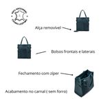 Bolsa Transversal Couro Legítimo Azul Marinho Bolsos Externos - Sem Forro 