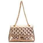 Bolsa Transversal Feminina Matelassê em Couro Alça de corrente Dourada - Ouro Light