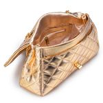 Bolsa Transversal Feminina Matelassê em Couro Alça de corrente Dourada - Ouro Light