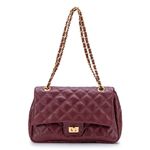 Bolsa Transversal Feminina Matelassê em Couro Alça de corrente Dourada - Marsala ( Vinho)