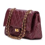 Bolsa Transversal Feminina Matelassê em Couro Alça de corrente Dourada - Marsala ( Vinho)