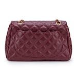 Bolsa Transversal Feminina Matelassê em Couro Alça de corrente Dourada - Marsala ( Vinho)
