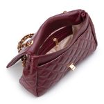 Bolsa Transversal Feminina Matelassê em Couro Alça de corrente Dourada - Marsala ( Vinho)