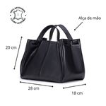 Bolsa Feminina Couro Legítimo Transversal Ombro Média Preta