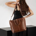 Bolsa Executiva Em Couro Legítimo Para Notebook Transversal Shopper Café