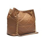 Bolsa Alça Corrente Matelassê Caramelo Couro Legítimo